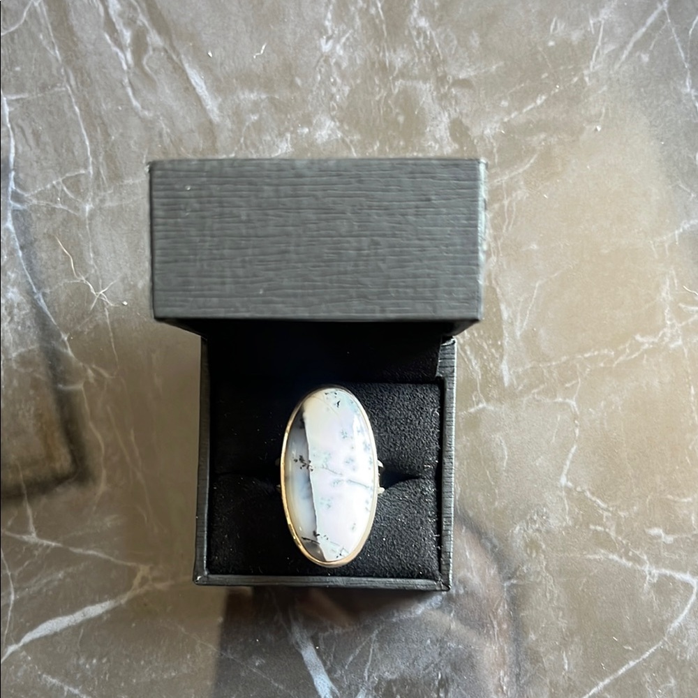 Silver and Black and White Stone Ring (Buffalo Turquoise?)